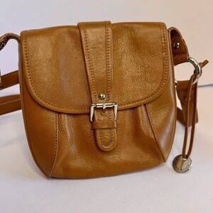 Etienne Aigner Genuine Leather Brown Small Crossbody Purse Buckle Magnetic Close